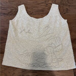 Vintage 1950s Sequin Evening Blouse Ivory Cocktail Top Size S